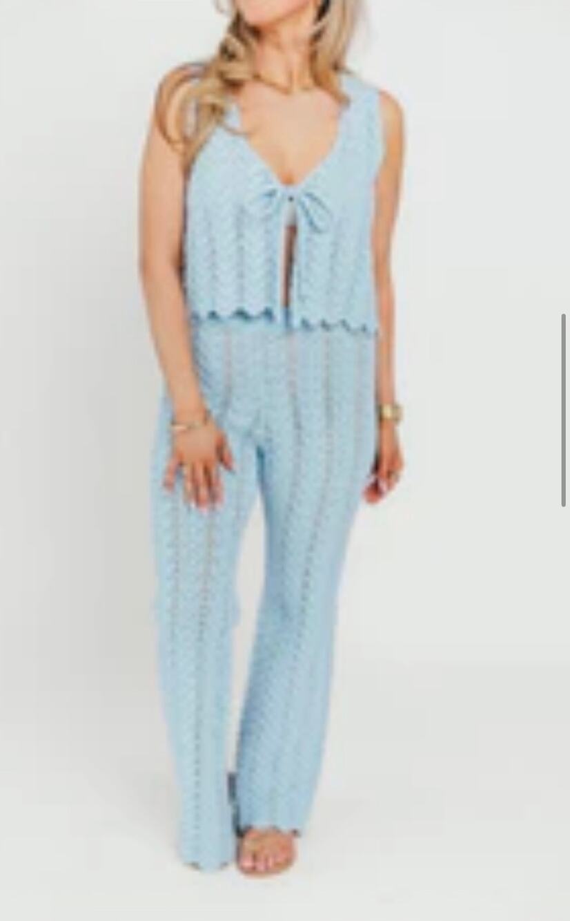 $120 Shop Talulah NWOT Blue Skies Crochet Pants and Tank set